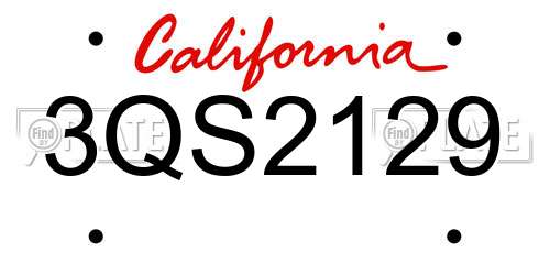 3QS2129 California License Plate