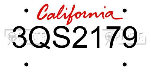 3QS2179 California License Plate