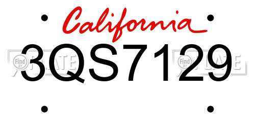 3QS7129 California License Plate