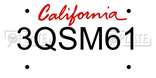 3QSM61 California License Plate