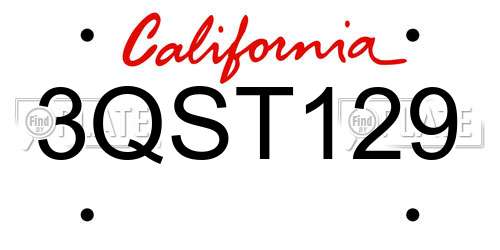 3QST129 California License Plate