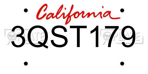 3QST179 California License Plate