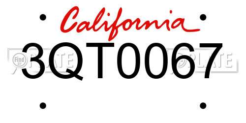 3QT0067 California License Plate