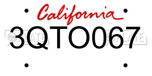 3QTO067 California License Plate