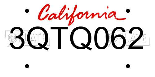 3QTQ062 California License Plate