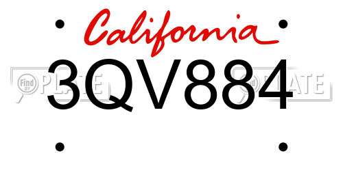 3QV884 California License Plate
