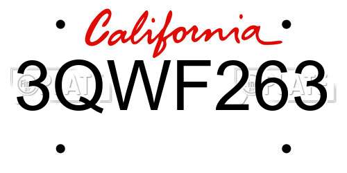 3QWF263 California License Plate