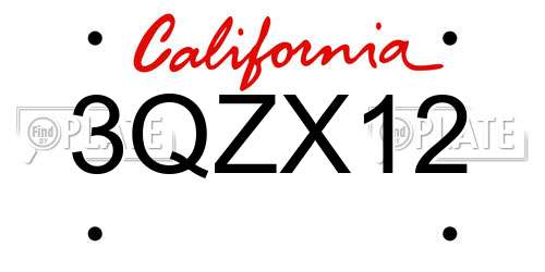 3QZX12 California License Plate
