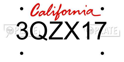 3QZX17 California License Plate