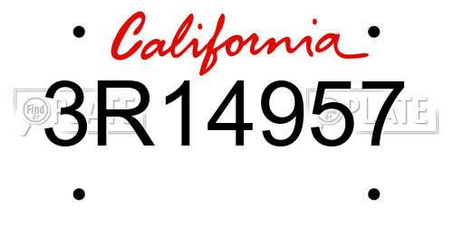 3R14957 California License Plate