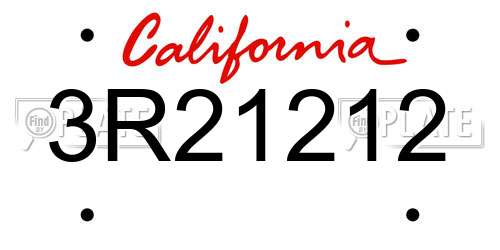 3R21212 California License Plate