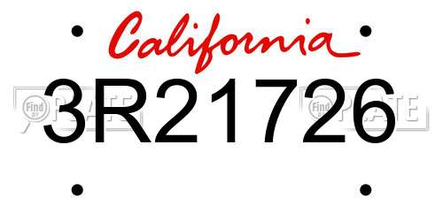 3R21726 California License Plate