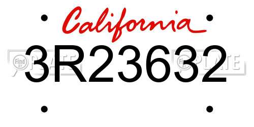3R23632 California License Plate