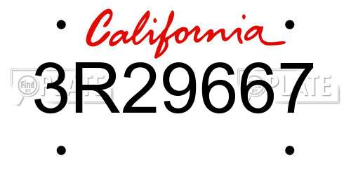 3R29667 California License Plate
