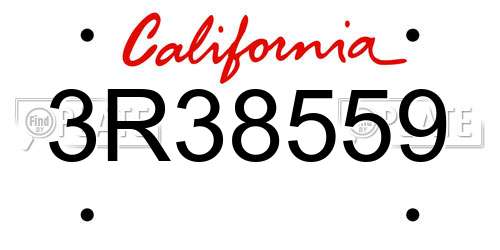 3R38559 California License Plate