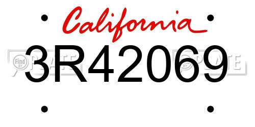 3R42069 California License Plate