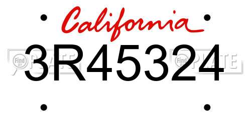 3R45324 California License Plate