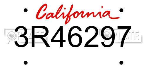 3R46297 California License Plate