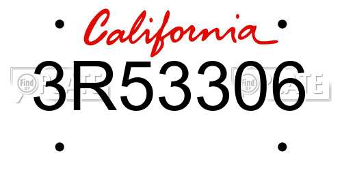 3R53306 California License Plate