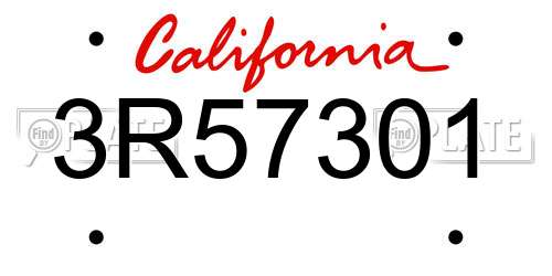 3R57301 California License Plate