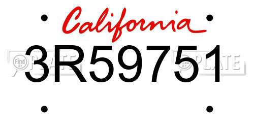 3R59751 California License Plate