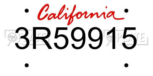 3R59915 California License Plate