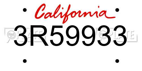 3R59933 California License Plate