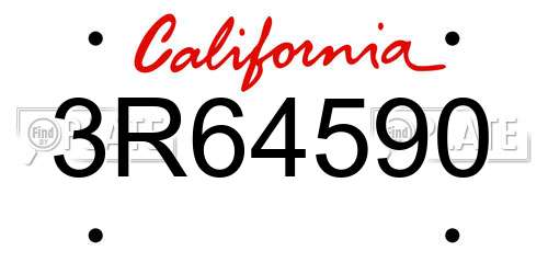 3R64590 California License Plate