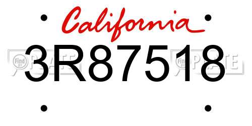 3R87518 California License Plate
