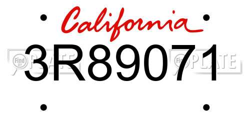 3R89071 California License Plate