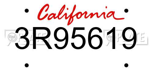 3R95619 California License Plate