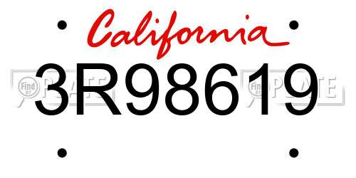 3R98619 California License Plate
