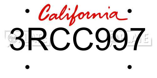 3RCC997 California License Plate