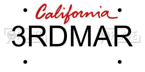 3RDMAR California License Plate