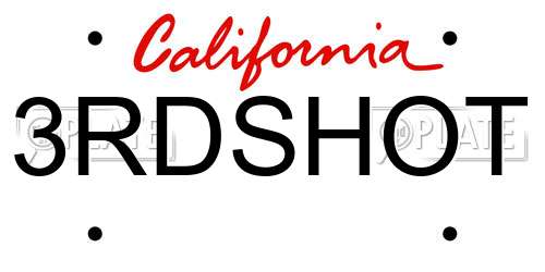 3RDSHOT California License Plate