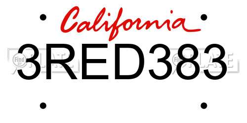 3RED383 California License Plate