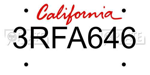3RFA646 California License Plate