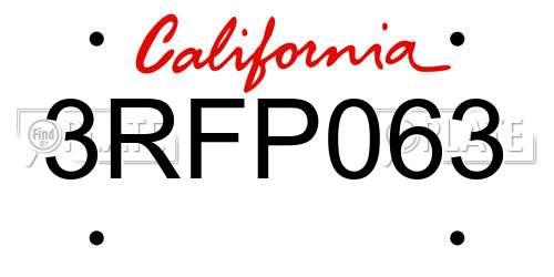 3RFP063 California License Plate