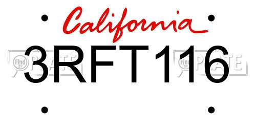 3RFT116 California License Plate