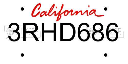 3RHD686 California License Plate