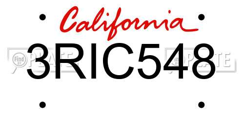 3RIC548 California License Plate