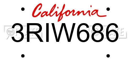 3RIW686 California License Plate