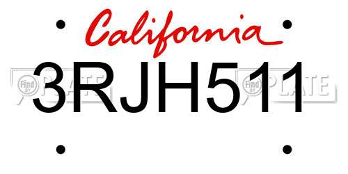 3RJH511 California License Plate