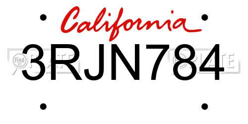 3RJN784 California License Plate