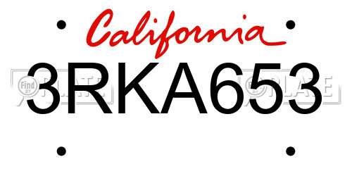 3RKA653 California License Plate