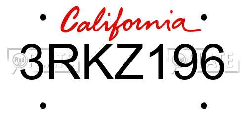 3RKZ196 California License Plate