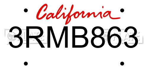 3RMB863 California License Plate