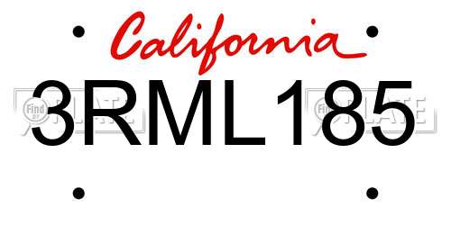 3RML185 California License Plate
