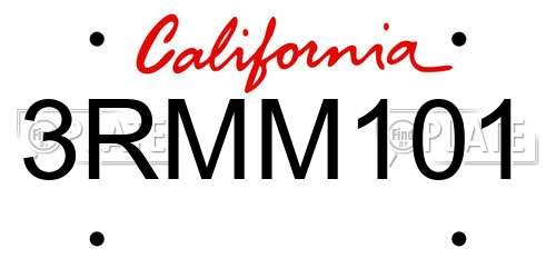 3RMM101 California License Plate