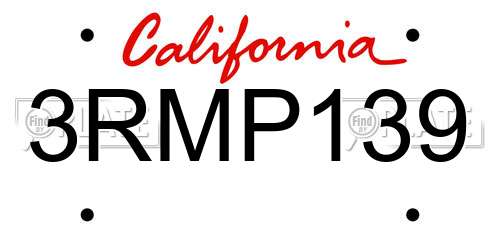 3RMP139 California License Plate